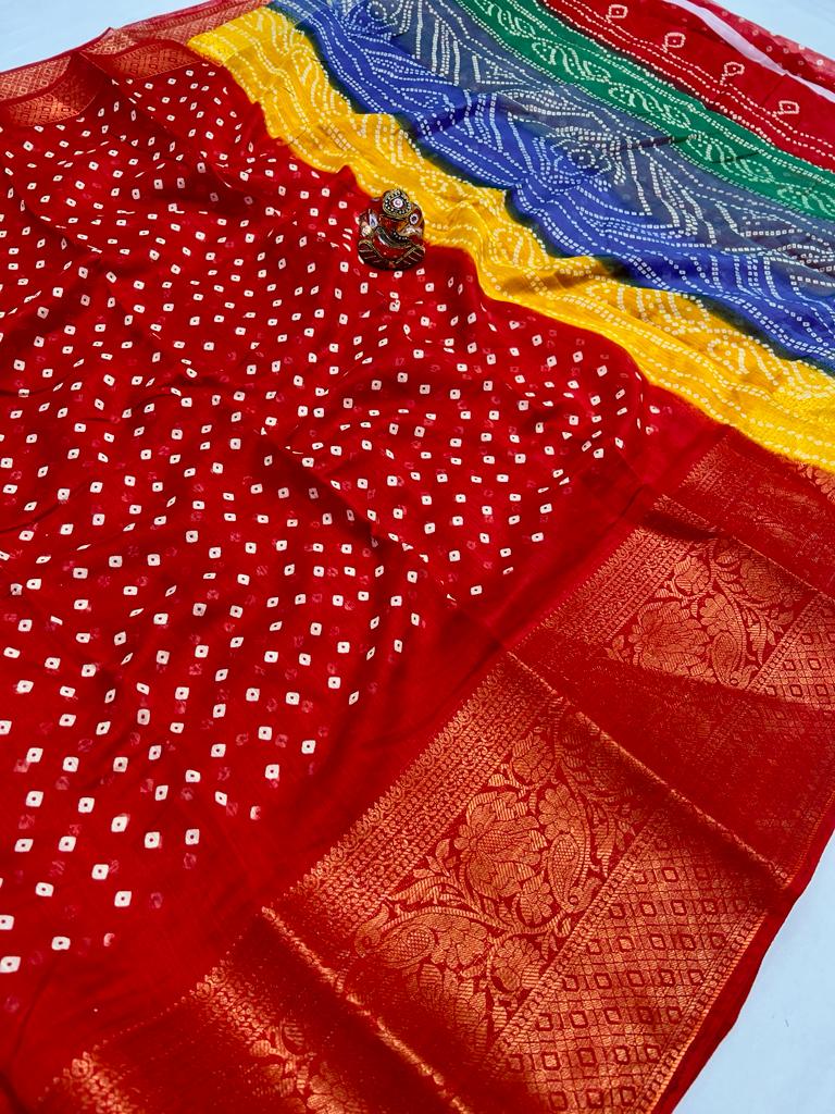 Bandhej Saree with Jacquard Weaving A5