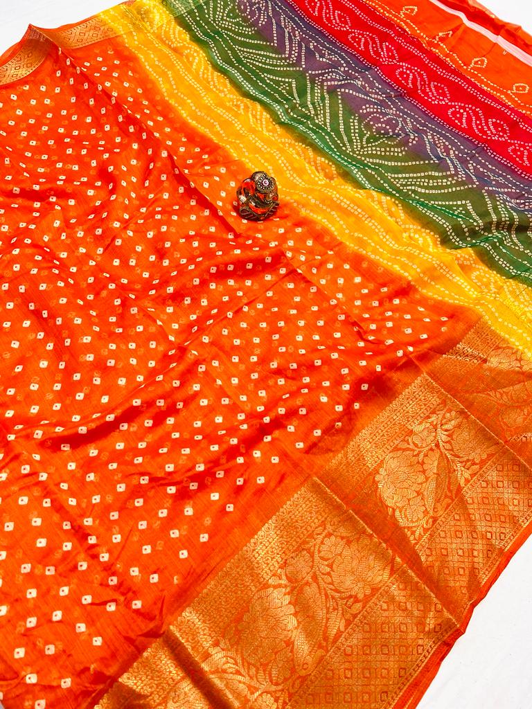 Bandhej Saree with Jacquard Weaving A4